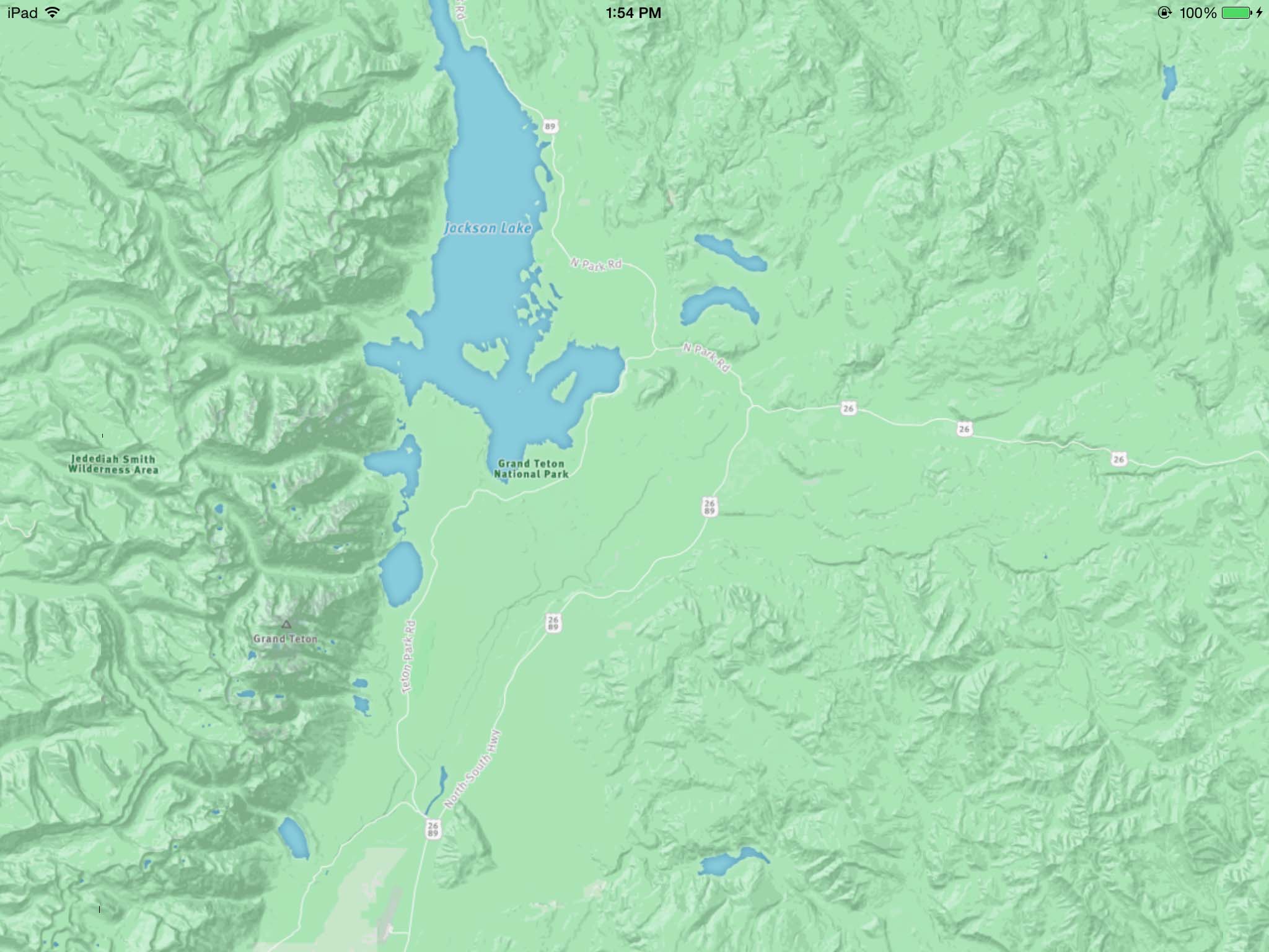 Grand Teton National Park in the Terrain Map layer