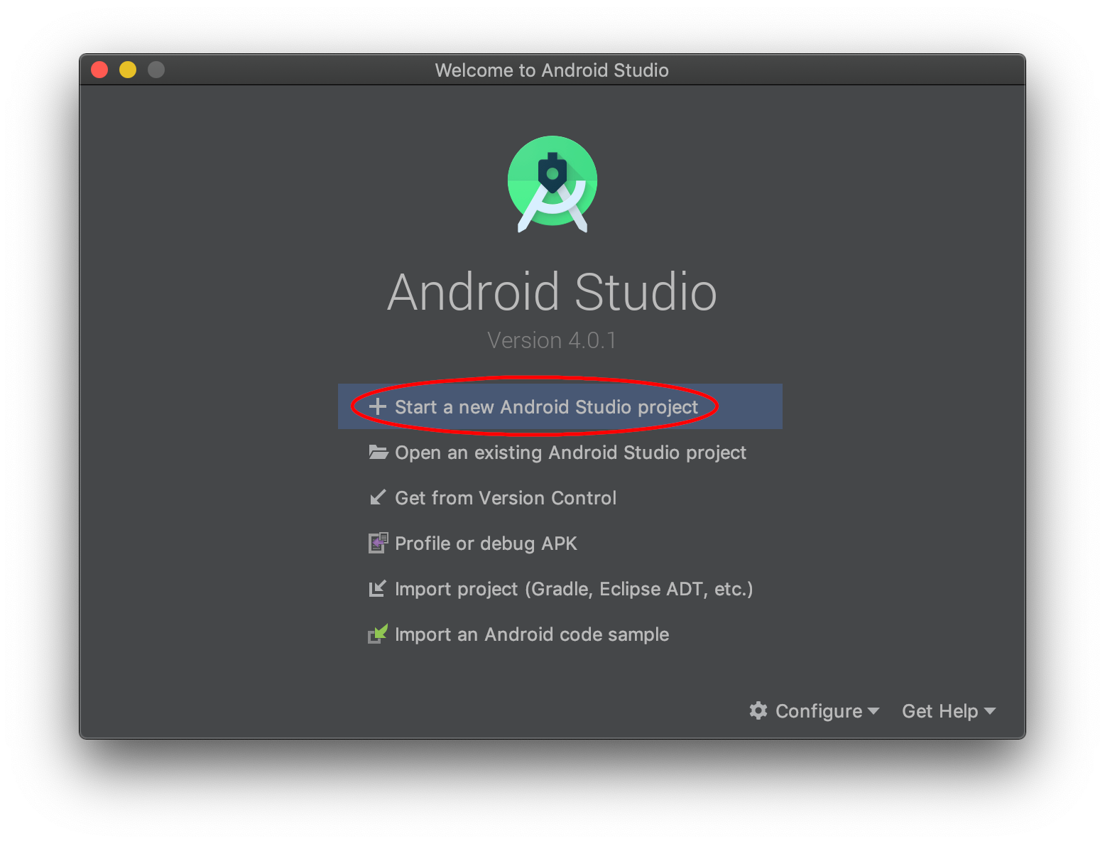 Start New Android Studio Project